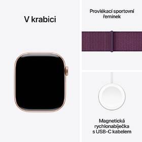 Chytré hodinky Apple GPS + Cellular 46mm pouzdro z růžově zlatého hliníku - švestkový provlékací sportovní řemínek 
