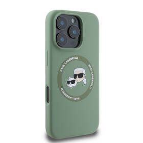 Kryt na mobil Karl Lagerfeld Liquid Silicone K&CH Heads MagSafe na Apple iPhone 16 Pro khaki
