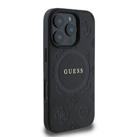 Kryt na mobil Guess Saffiano Peony Stamp MagSafe na Apple iPhone 16 Pro černá barva
