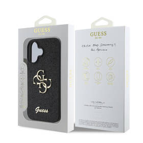 Kryt na mobil Guess PU Fixed Glitter 4G Metal Logo na Apple iPhone 16 Plus černá barva
