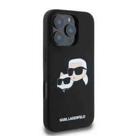 Kryt na mobil Karl Lagerfeld Liquid Silicone Double Heads MagSafe na Apple iPhone 16 Pro Max černá barva
