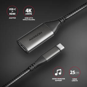 Redukce Axagon USB-C / HDMI 2.0a, 25cm, 4K/60Hz HDR10 černá barva
