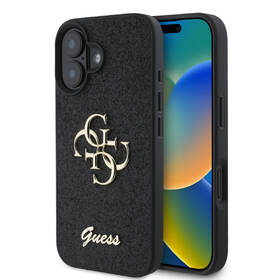 Kryt na mobil Guess PU Fixed Glitter 4G Metal Logo na Apple iPhone 16 Plus černá barva
