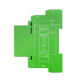 Modul Shelly Pro Dimmer 2PM, dvoukanálový stmívací modul, LAN, WiFi, Bluetooth zelená barva
