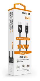 Kabel Aligator Power 100W, USB-C/USB-C, 5A, 1,5m černá barva
