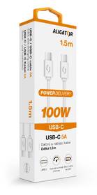 Kabel Aligator Power 100W, USB-C/USB-C, 5A, 1,5m bílá barva
