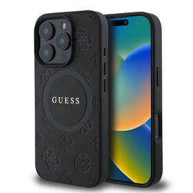 Kryt na mobil Guess Saffiano Peony Stamp MagSafe na Apple iPhone 16 Pro černá barva
