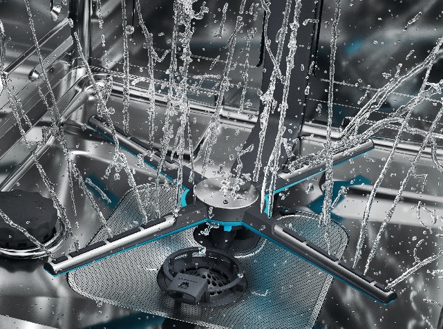 Vestavná myčka Haier Xynergy: Mimořádná úspora s tepelným čerpadlem mycí rameno x spray vestavné myčky Haier Xynergy