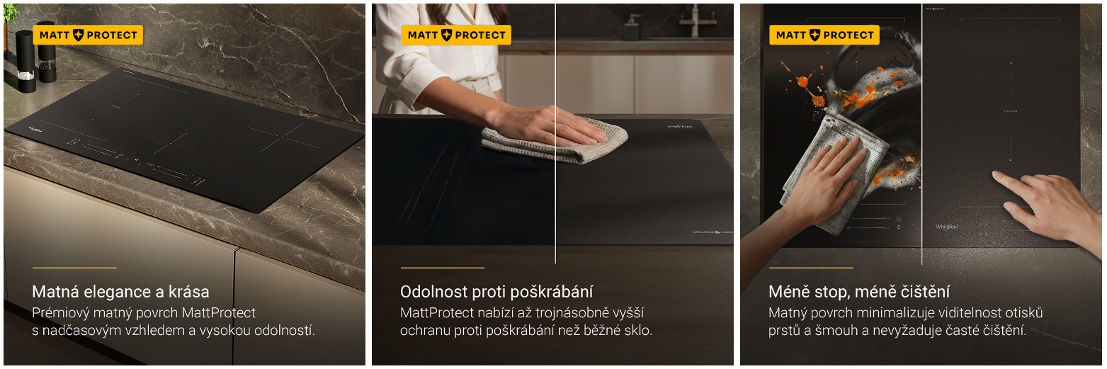 Matná krása indukčních varných desek Whirlpool MattProtect Indukční varné desky Whirlpool MattProtect