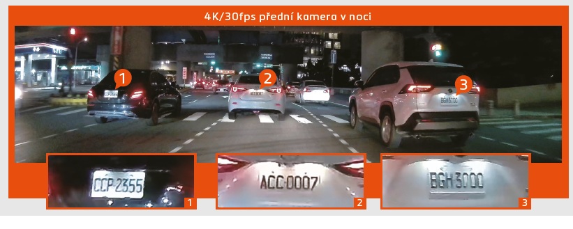 Test Autokamery Mio MiVue: Podle čeho vybírat a jaké mají funkce? pohled z auta na noční silnici a noční režim autokamery Mio